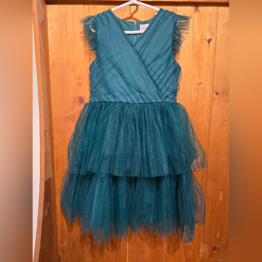 Teal Layered Tulle Dress